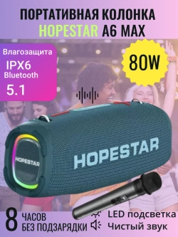 Портативная колонка A6 Max, 80Вт, синий