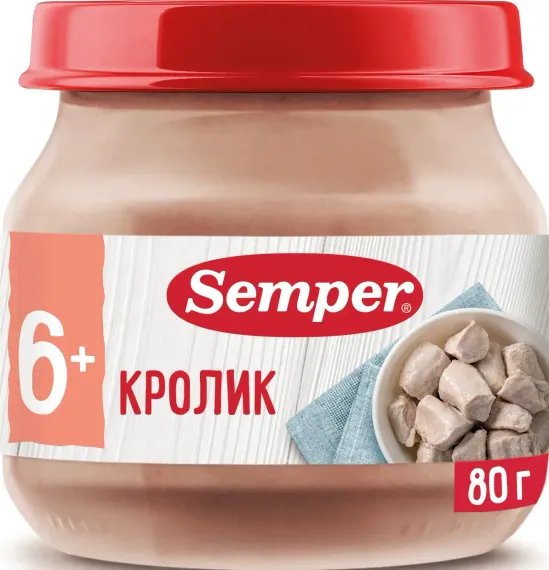 Пюре Semper кролик 80г с 6месяцев