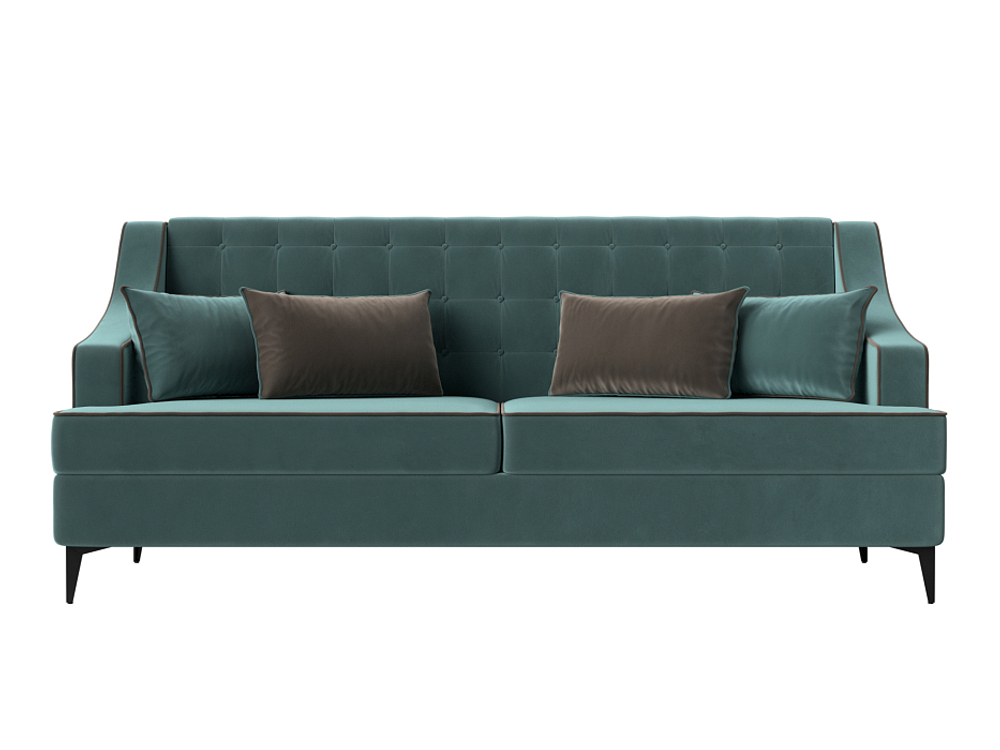 Диван кухонный прямой Марк, Бирюзовый\Коричневый, Велюр, 111895