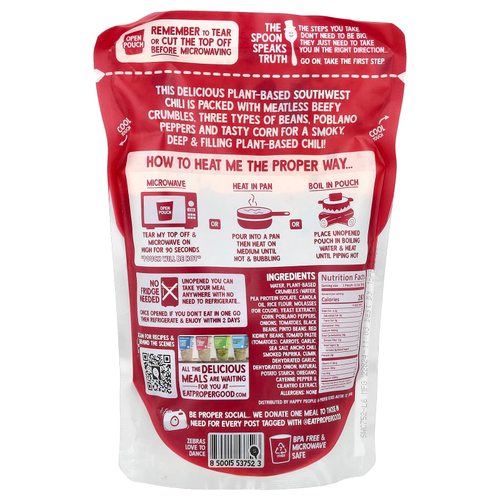 Proper Good, юго-западный перец чили с растительным говяжьим фаршем, 326 г (11,5 унции)