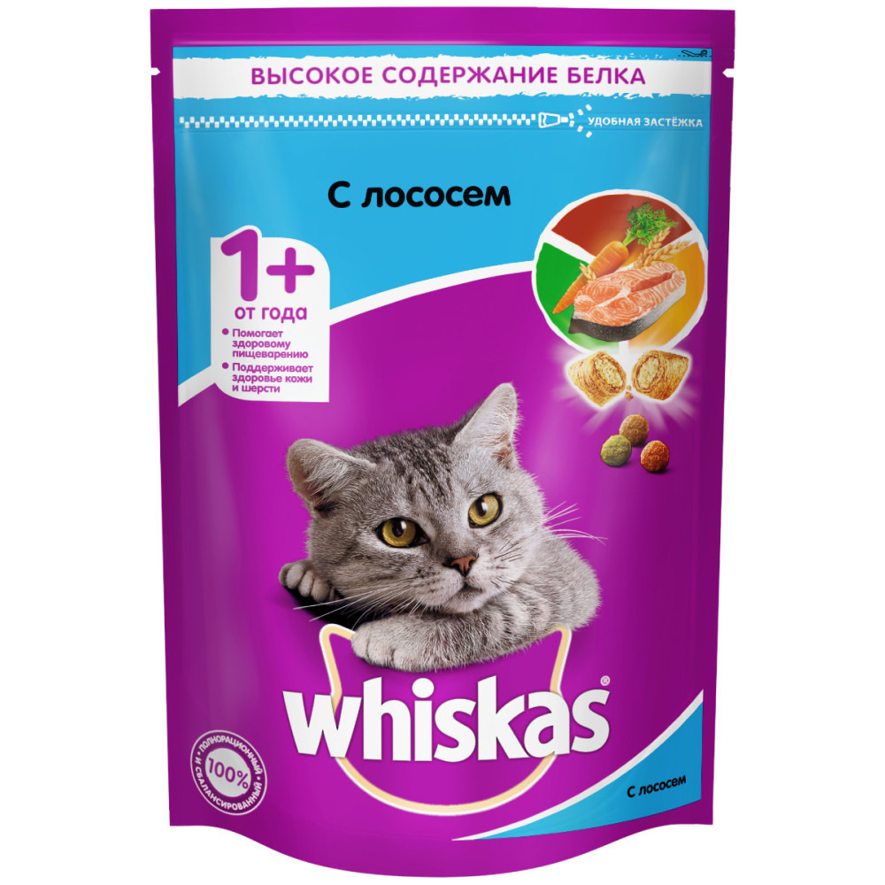 Whiskas подушечки паштет лосось 350 г