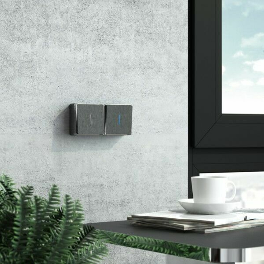 Выключатель одноклавишный с подсветкой Gallant (графит рифленый)