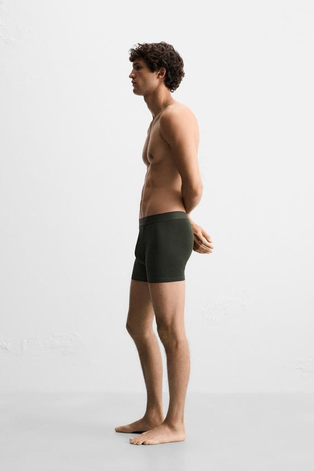 ZARA НАБОР ИЗ ТРЕХ БАЗОВЫХ ТРУСОВ-БОКСЕРОВ, ХАКИ