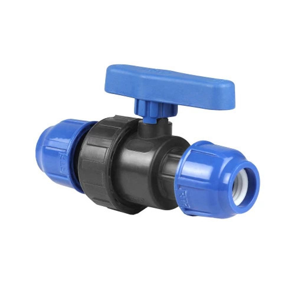 Кран шаровой компрессионный PN10 d 20 для ПЭ труб, РТП (14389)