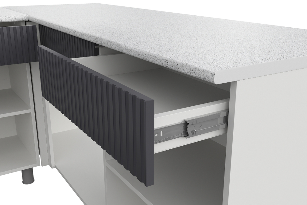 Кухонный гарнитур София 3м, Белый, Бланж, Графит матовый, Антарес