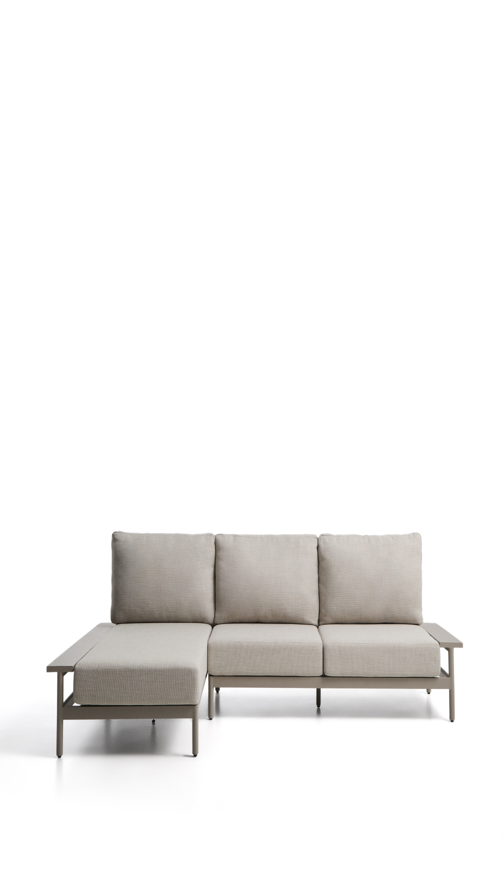 Трехместный уличный диван Vathi с левым шезлонгом цвета таупе, 250 x 159 см