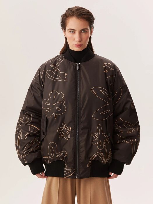 Бомбер MAGIC FLOWERS коричневого цвета