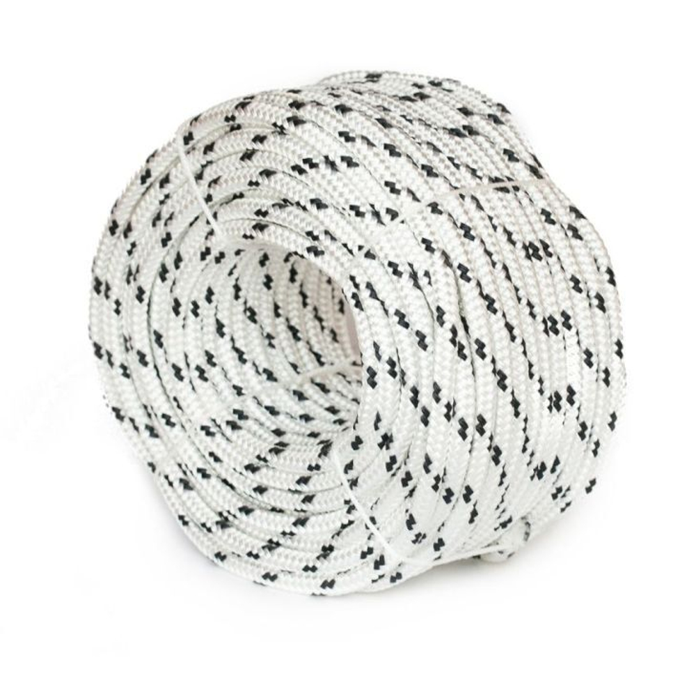 Шнур плетеный Петроканат ШВАРТОВЫЙ 10,0 мм, бел/черн, 1500 кг, 50 м, бухта