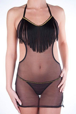 Трусики-стринги с бахромой Vegas (Размер: S) (Цвет: черный)