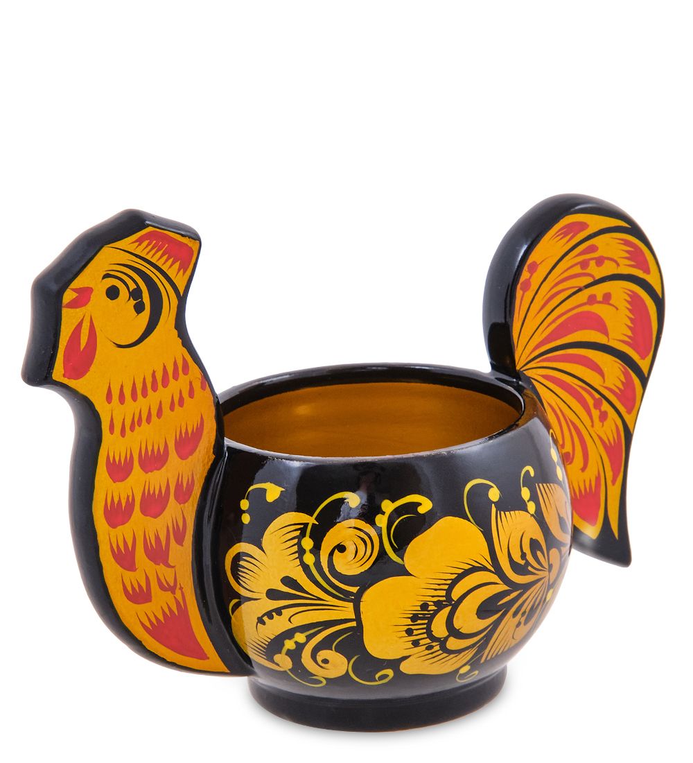 Народные промыслы ХЛ-105 Солонка «Петушок» 90*135*70 (Хохлома)