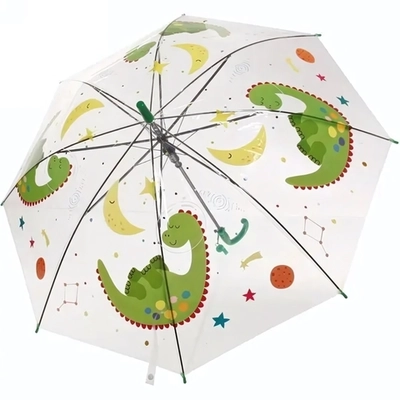 Зонт детский полуавтомат «Динозаврики», 8 спиц, d-85см, длина в слож. виде 66см, зеленый