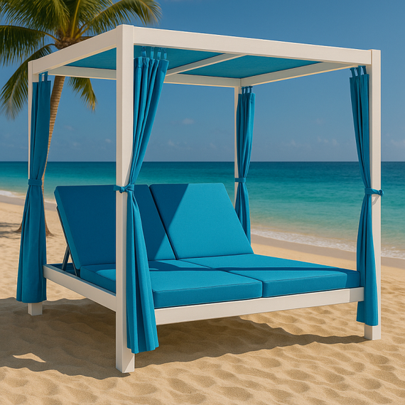 Шатер с лежаками Enigma, белый/голубой