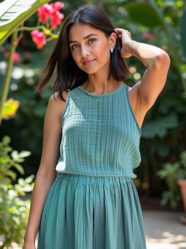 Топ на завязках муслин Эвкалипт