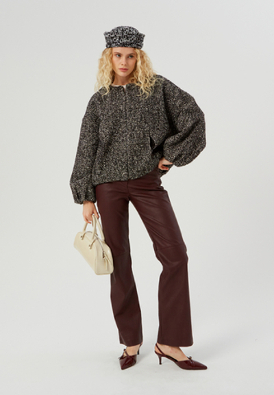 Брюки женские из экокожи винные