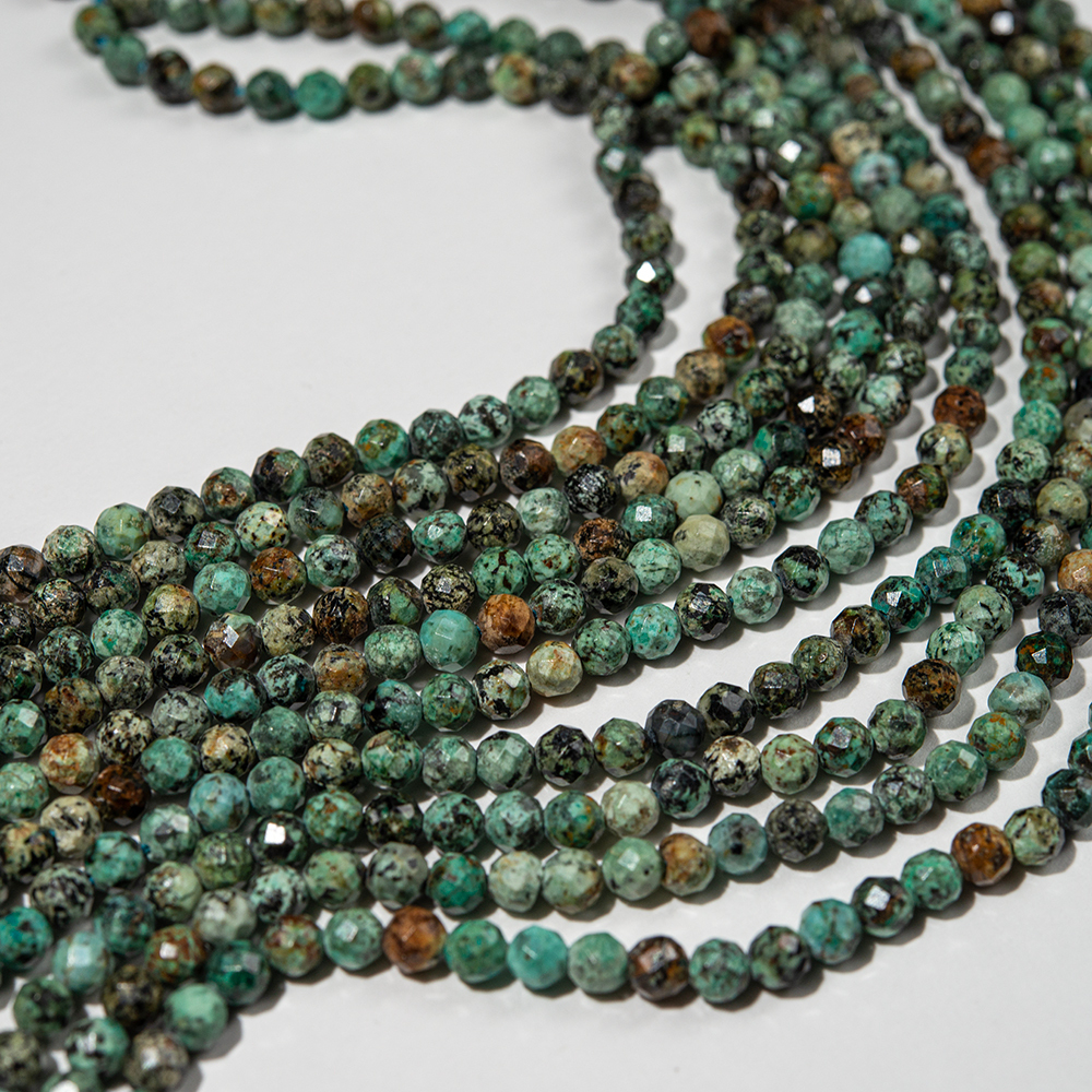 Хризоколла натуральная, 4мм, шар, микроогранка