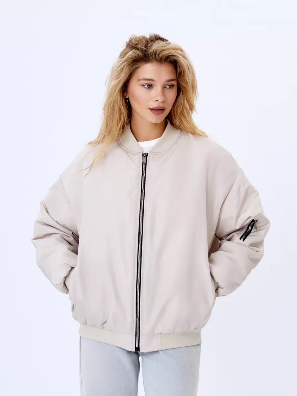 Бомбер оверсайз утепленный куртка осень