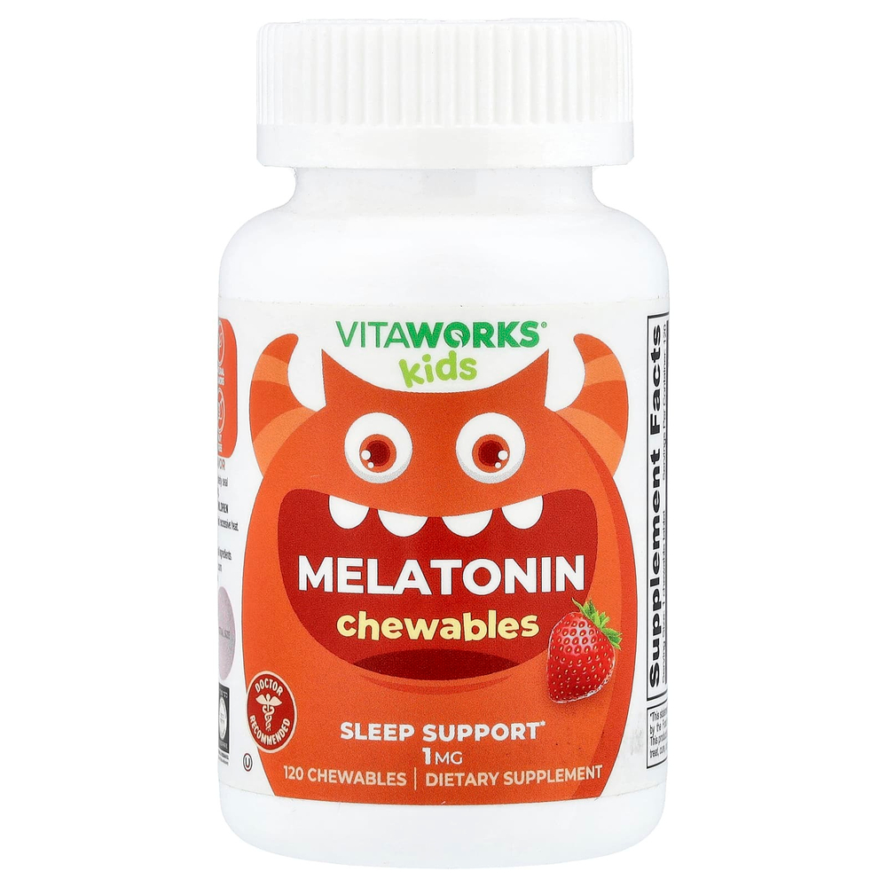 VitaWorks, мелатонин для детей, со вкусом ягод, 120 жевательных таблеток