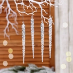 Подвеска «Хрустальная сосулька» 18 см (набор 4 шт), Серебро