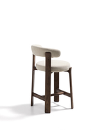 Полубарный стул Granite из бежевого шенилла и ясеня с отделкой орех 65 см