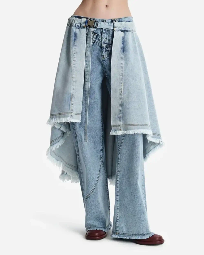 Юбка-саронг из денима голубая