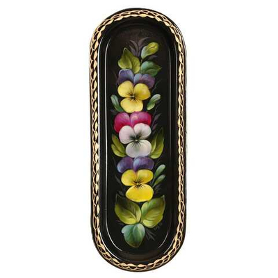 Жостовский поднос декоративный, размер 21х8 см (A4), металлический