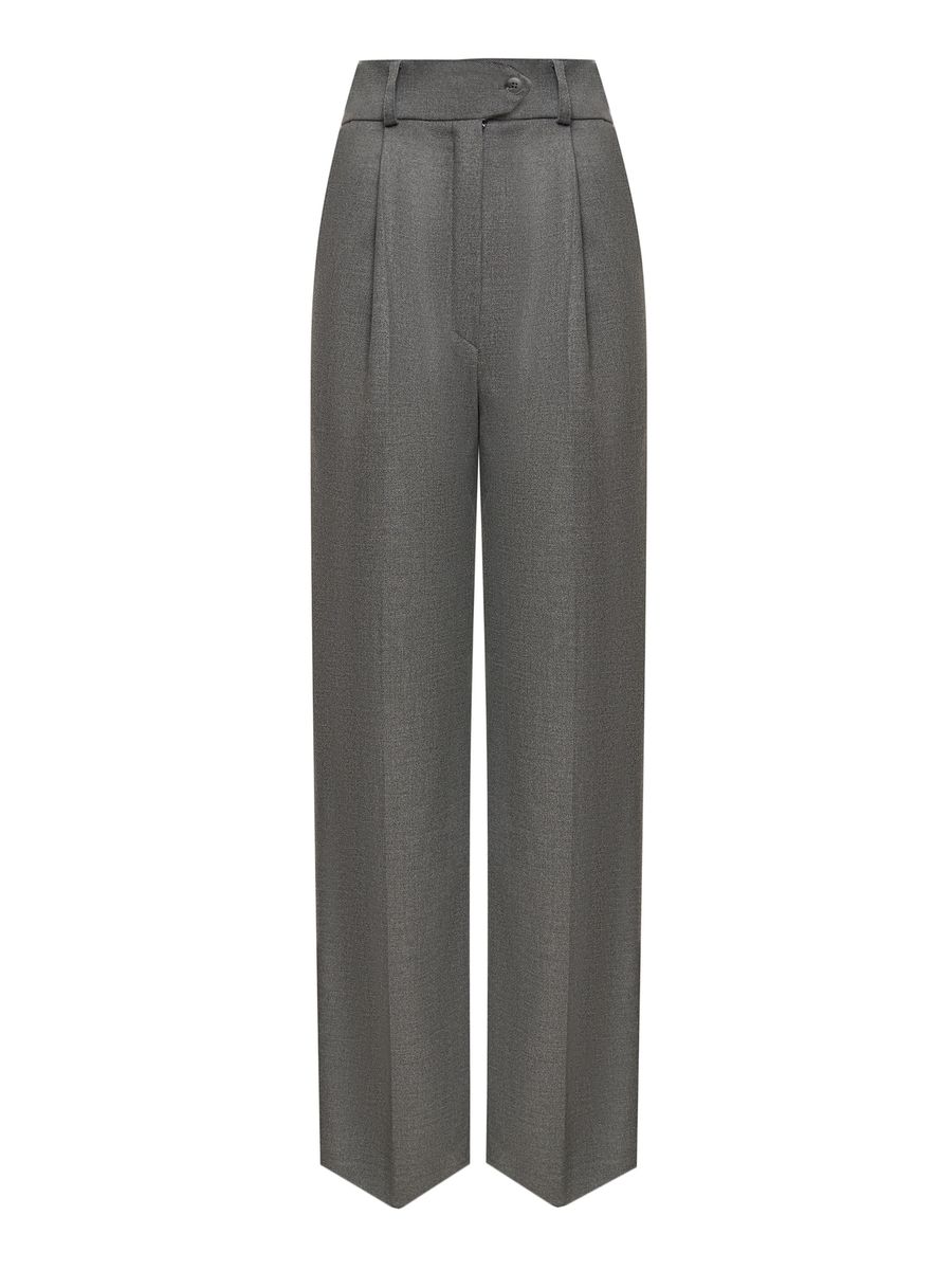 Брюки из вискозы со складкой темно-серые