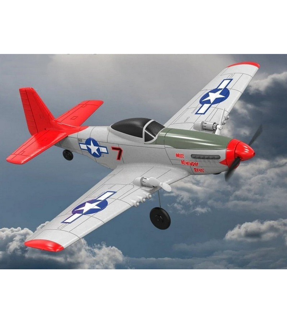 Радиоуправляемый самолет Volantex RC Mustang 400мм (красный) 2.4G 2ch LiPo RTF with Gyro