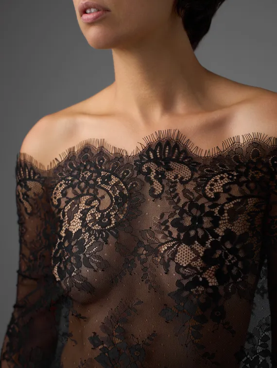 07-01 Кружево реснички (шантильи) широкое, 45 см, черный 170