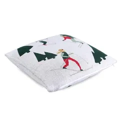 Подушка вязаная с новогодним рисунком let's ski из коллекции new year essential, 45x45 см