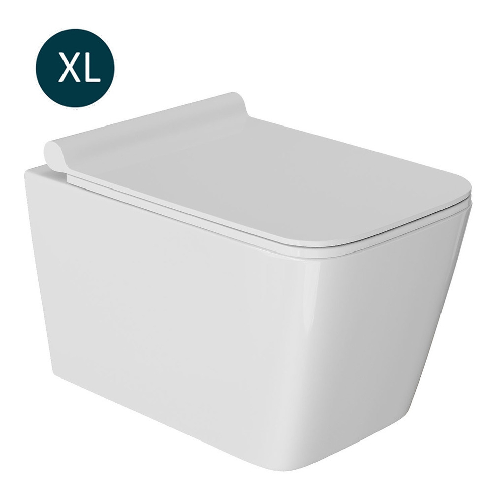 Унитаз подвесной безободковый WAVE LEON сид. дюропласт, м/л, быстр, БЕЛЫЙ глянец (XL)