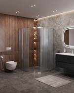 Душевой уголок Cezares MOLVENO-R-22-90+30-P-Cr, 120х120х195, профиль хром, стекло Punto матовое