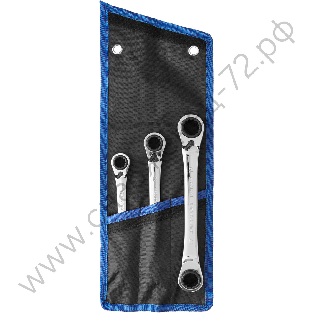 ЗУБР 3 шт, набор накидных трещоточных гаечных ключей, Профессионал (27105-H3)