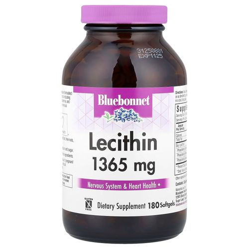 Bluebonnet Nutrition, натуральный лецитин, 1365 мг, 180 мягких желатиновых капсул