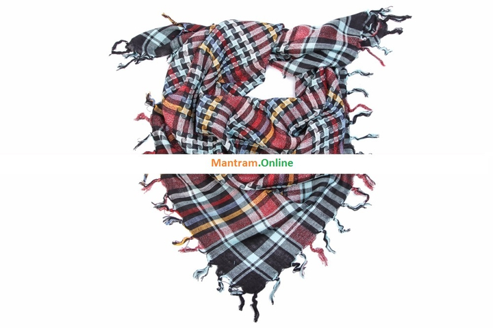 Платок материал Вискоза 100% большая клетка цвет оранжевый розовый зеленый на бирюзовом размер 95x95 см