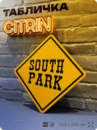 Табличка декоративная "Эмблема South Park, Южный Парк" на дверь и стену, прикольная штука в подарок фанату, декоративный знак, 24,5х24,5 см, серия CITRIN / ЦИТРИН, Айдентика Технолоджи