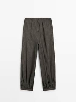 Massimo Dutti Полосатые струящиеся брюки-баллоны, средне-серый
