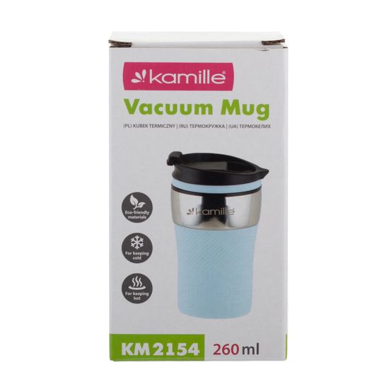 Термокружка 260 мл. из нержавеющей стали Kamille KM 2154 с TPR накладкой
