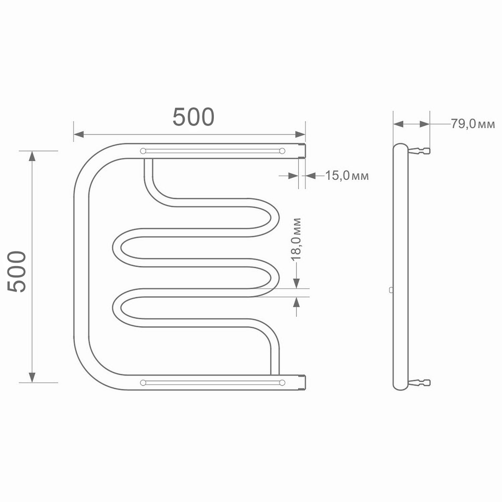 Полотенцесушитель MIXLINE SIMPLE PM2 50х50 1'' ПОЛКА