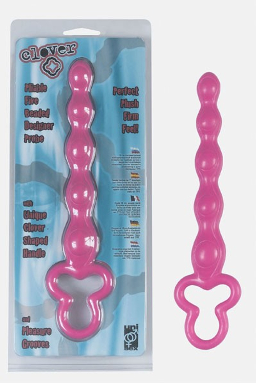 Розовая анальная цепочка Clover Anal Rod - 18 см.