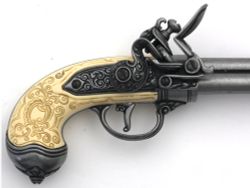 Denix Пистоль итальянский 3-х ствольный флинтлок, 1680 год, хром