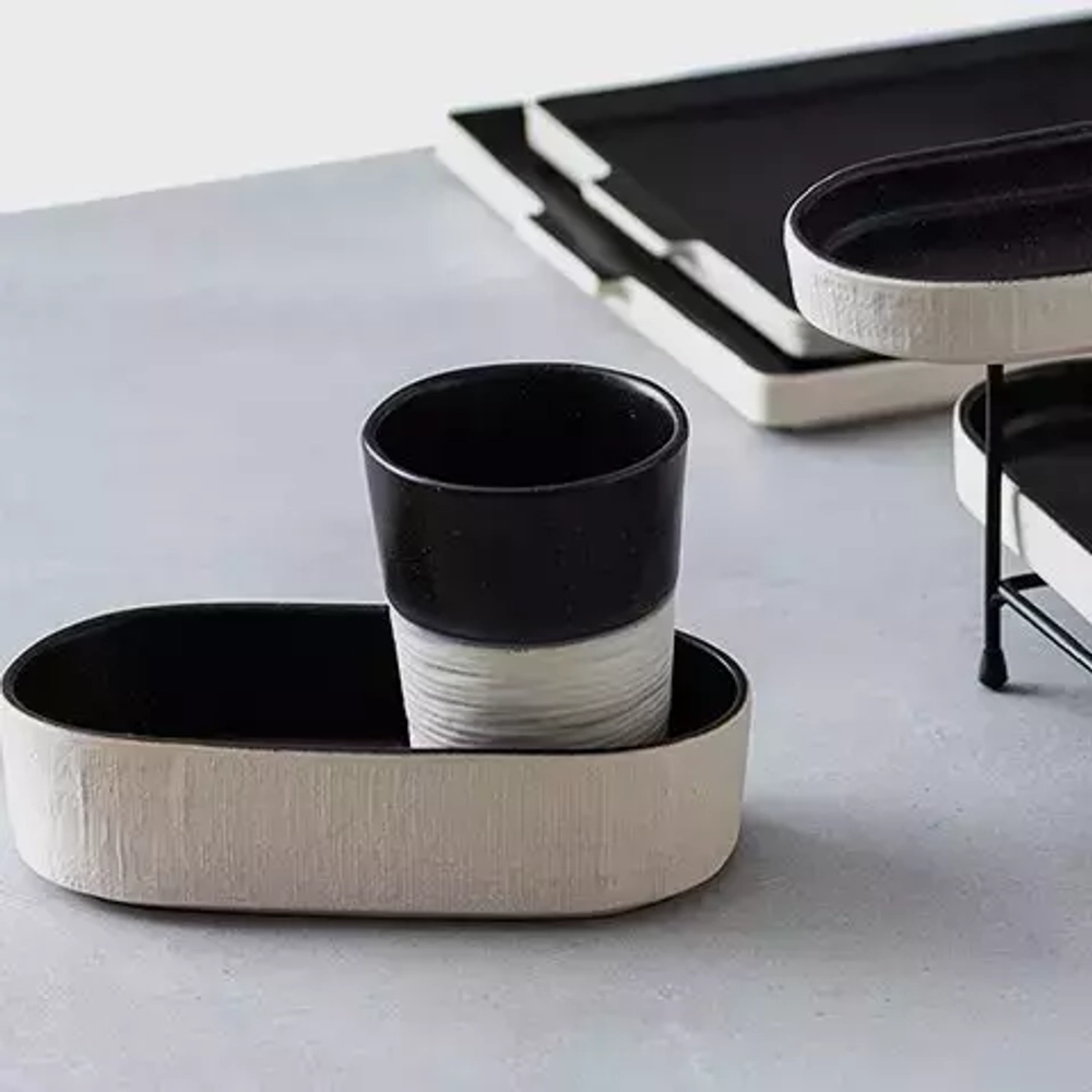 Набор чаша и тарелка Costa Nova Notos черно-белый