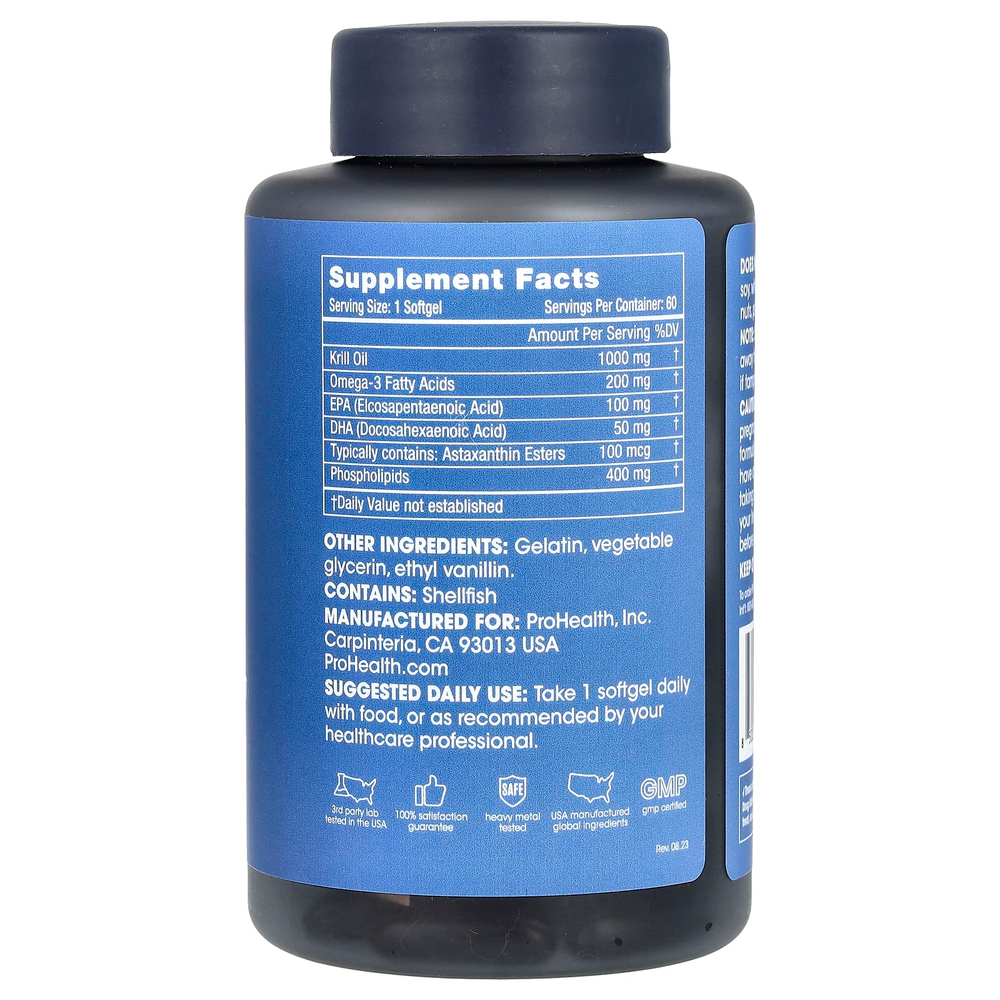 ProHealth Longevity, Arctic Select, масло криля, 1000 мг, 60 мягких таблеток