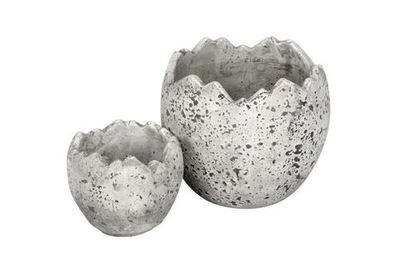 Набор из 2-х кашпо "Скорлупа" серый антик 11x10см / 17x15см Бетон