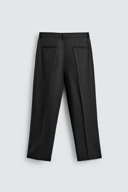 ZARA КОСТЮМНЫЕ БРЮКИ С ШЕРСТЬЮ, ЧЕРНЫЙ
