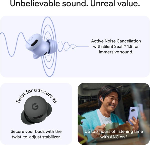 Беспроводные наушники Google Pixel Buds 2a, Фиолетовый | Iris