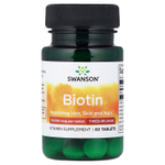Swanson Vitamins, Биотин, замедленного высвобождения, 10 000 мкг, 60 таблеток