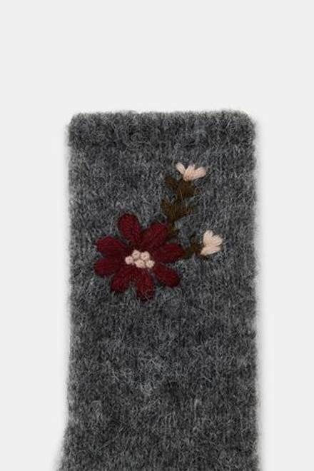 ZARA НОСКИ С ЦВЕТОЧНОЙ ВЫШИВКОЙ, СЕРЫЙ