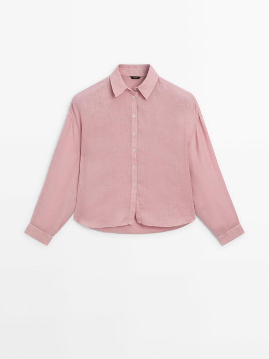 Massimo Dutti рубашка из 100% льна, розовый