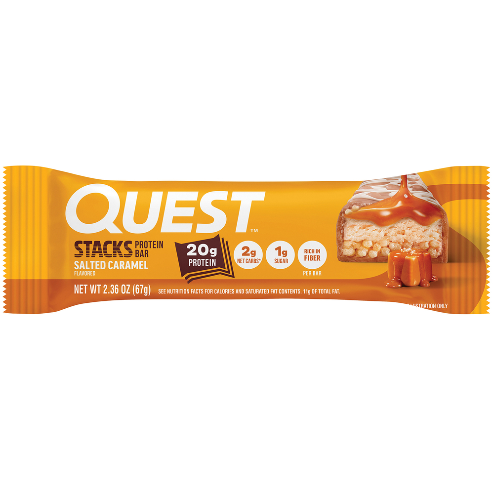 Quest Nutrition, Stacks, протеиновый батончик, соленая карамель, 12 батончиков, 67 г (2,36 унции) каждый