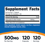Nutricost, Бычья желчь, 500 мг, 120 капсул
